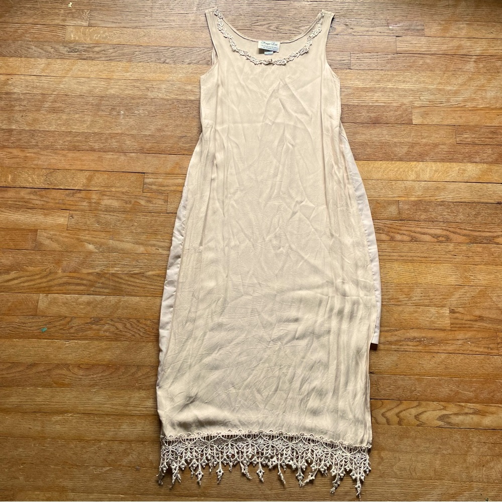 Vintage 80s Margot Lea For Design by Margot Los Angeles Cream Tank Maxi Dress M